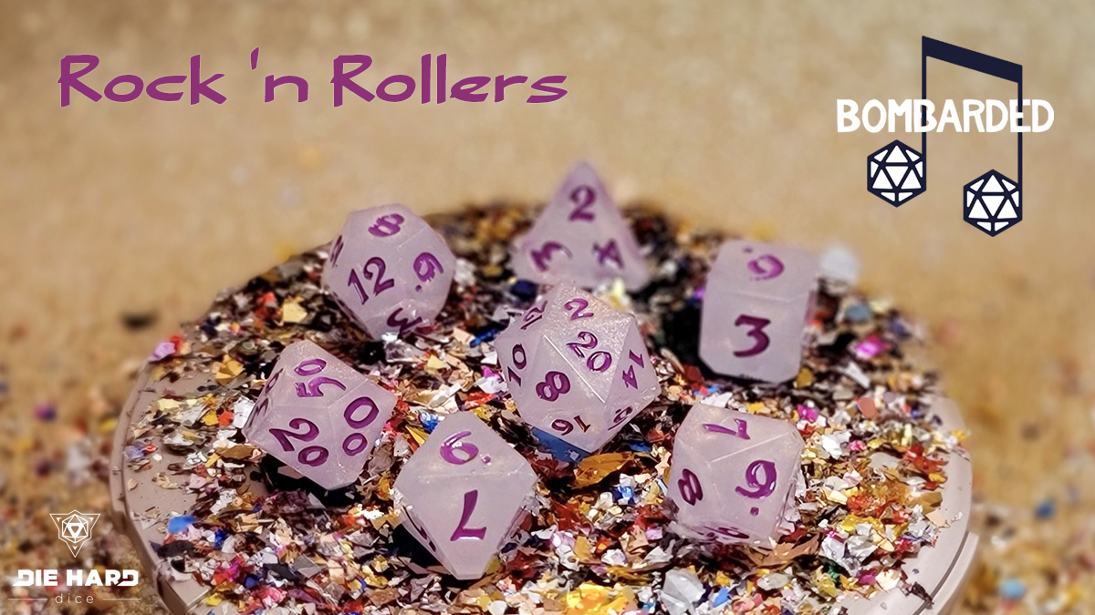 Add a little glamour to your life and rock out with the best bards around, <a href="/bomBARDedcast/">bomBARDed</a>!
Prepare for your visit to #CastleDieHard and get your hands on this brand new #Dicefiliate set starting November 4th 🎶