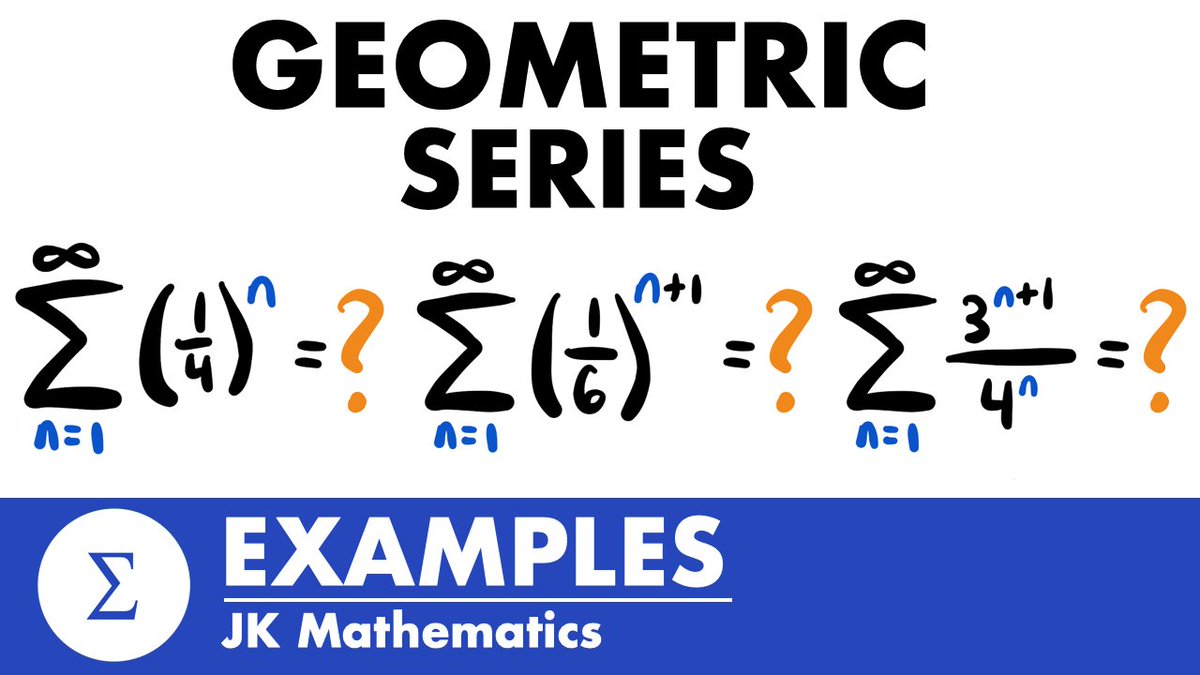 jk_mathematics's tweet photo. Practice determining the convergence and calculating the sum of geometric series with the examples in my new video for Calculus 2 available now on Youtube!

Link: https://t.co/OsQySB2vOK

#math #calculus #series #youtube #jkmath https://t.co/amexYuLiZs