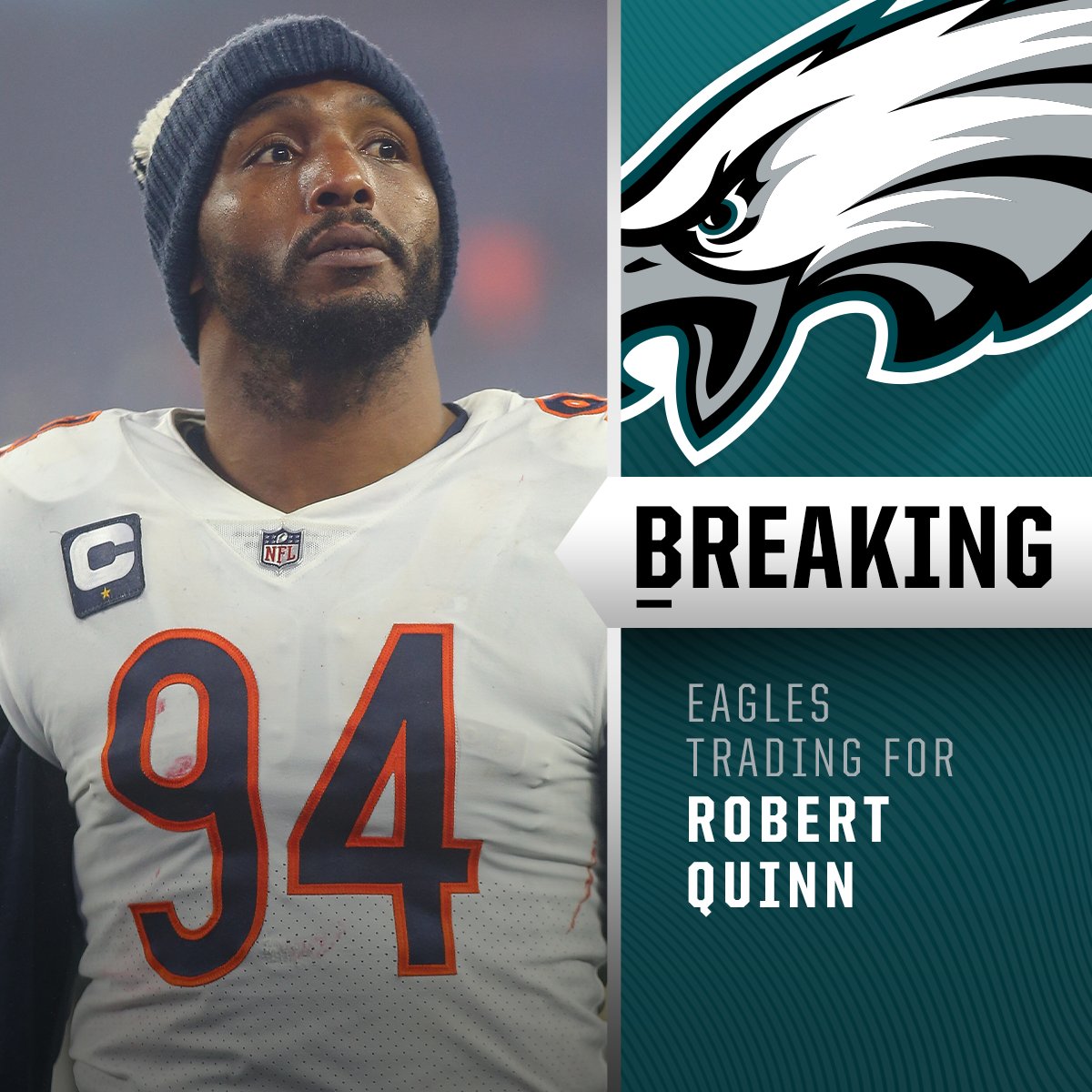 NFL on X: 'BREAKING: Bears trading DE Robert Quinn to the Eagles. (via  @RapSheet + @MikeGarafolo)  / X