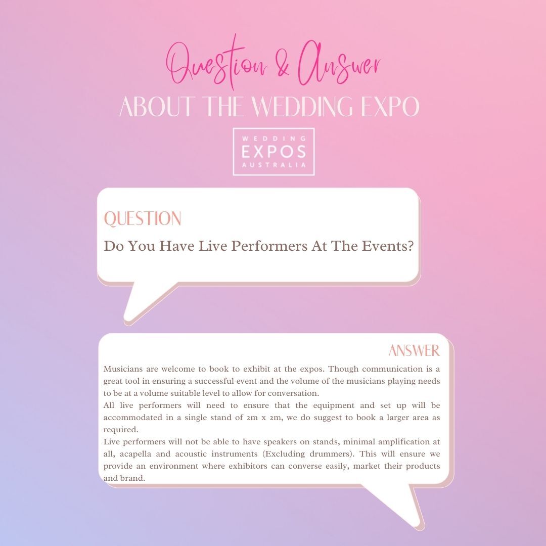weddingexposaus's tweet photo. Let us help answer some of the questions you may have regarding exhibiting at our wedding expos and bridal expos. If we haven’t answered your question below, please feel free to reach out to us 💖 https://t.co/4OkHYbjsUg