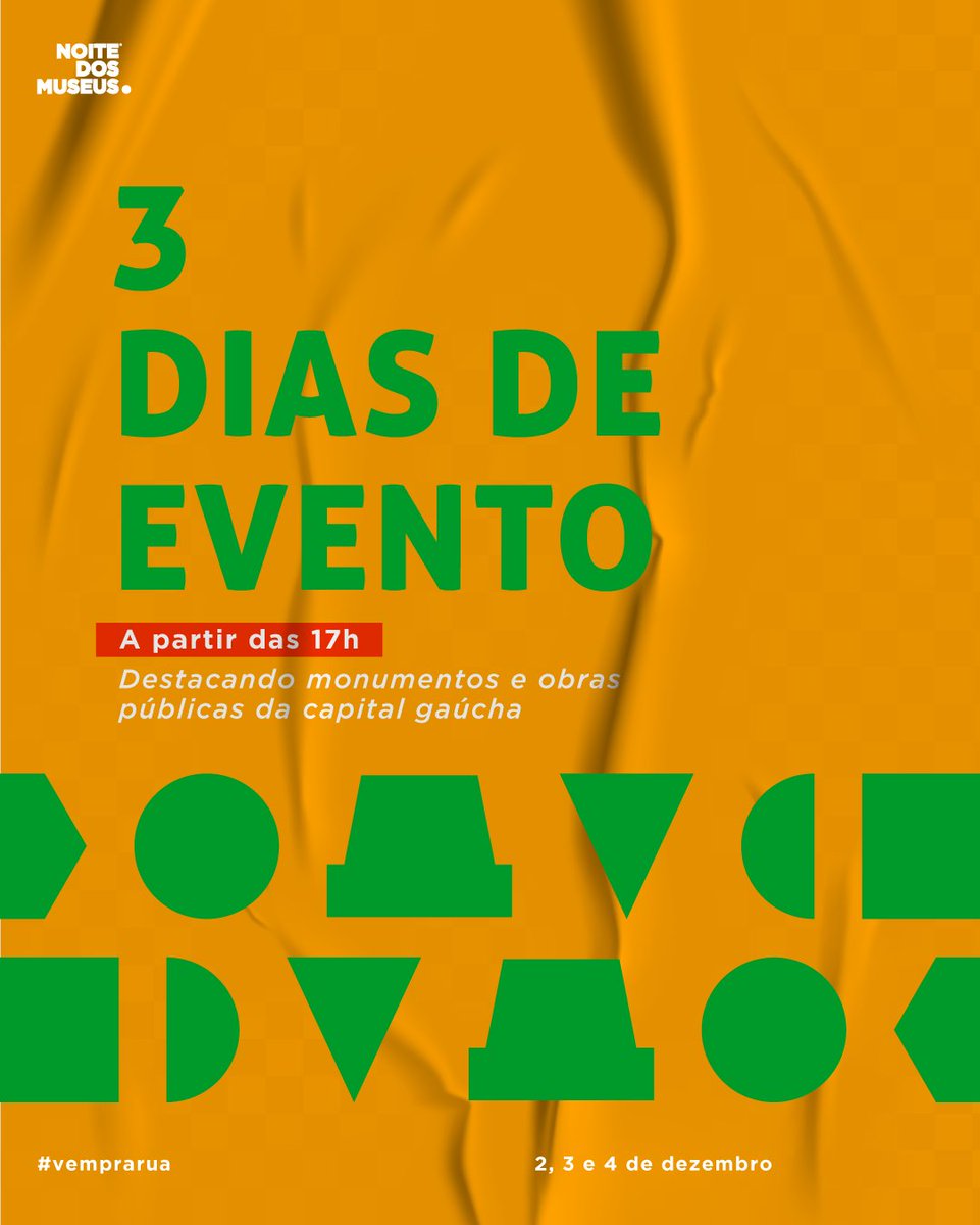 noitedosmuseus's tweet photo. 📢⁠NDM Monumentos - 2, 3 e 4 de dezembro vai ser o final de semana mais cultural de Porto Alegre! ⁠
⁠
Confiram como vai funcionar esse fíndi de muita arte e história pela cidade lá no Insta do Noite dos Museus! https://t.co/slvdqOnkkZ