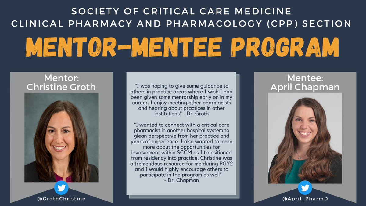 Interested in supporting new critical care pharmacy practitioners and residents as they take their next steps in their professional career? Volunteer to serve as a mentor through the CPP Mentor-Mentee Program. For more information, contact <a href="/gretchensacha/">GretchenSacha</a> and @elizabethshald.