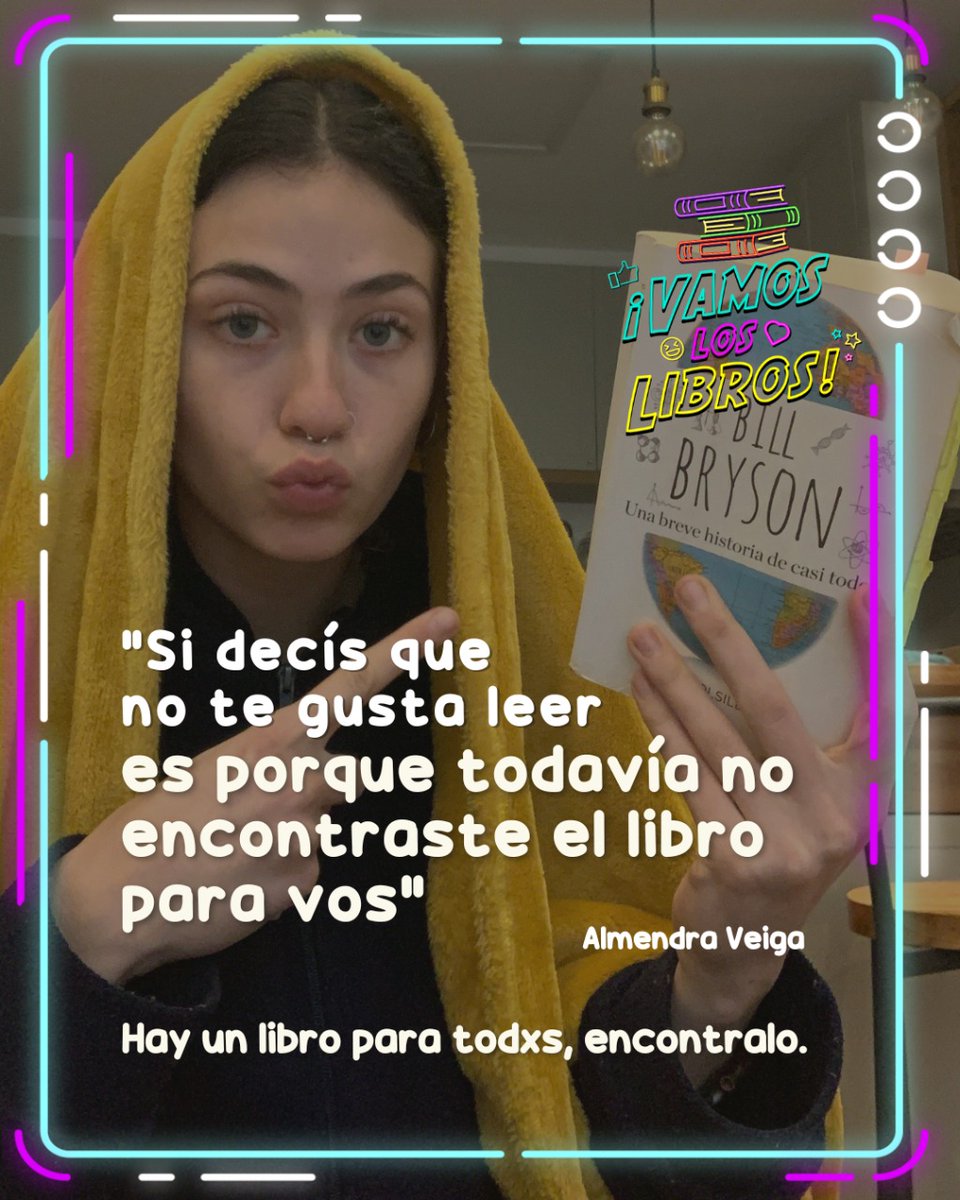 📚Hay un libro que te está esperando, lo único que tenés que hacer es encontrarlo. ¡Hacé como Almendra y sumate a la lectura!

🙌Hay libro para todxs #VamosLosLibros