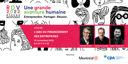 Réseau Mentorat (@reseaumentorat) on Twitter photo Dans une conversation animé par François Gilbert, Serge Beauchemin et Daniel Valois, CPA (<a href="/CPAquebec/">Ordre des CPA du Québec</a>) nous réservent des anecdotes et discussions inspirantes sur les grandes vérités qui touchent la plupart des entrepreneur(e)s en début de parcours.
rdvreseaumentorat.com/Rendez-vousRse… Dans une conversation animé par François Gilbert, Serge Beauchemin et Daniel Valois, CPA (<a href="/CPAquebec/">Ordre des CPA du Québec</a>) nous réservent des anecdotes et discussions inspirantes sur les grandes vérités qui touchent la plupart des entrepreneur(e)s en début de parcours.
rdvreseaumentorat.com/Rendez-vousRse…