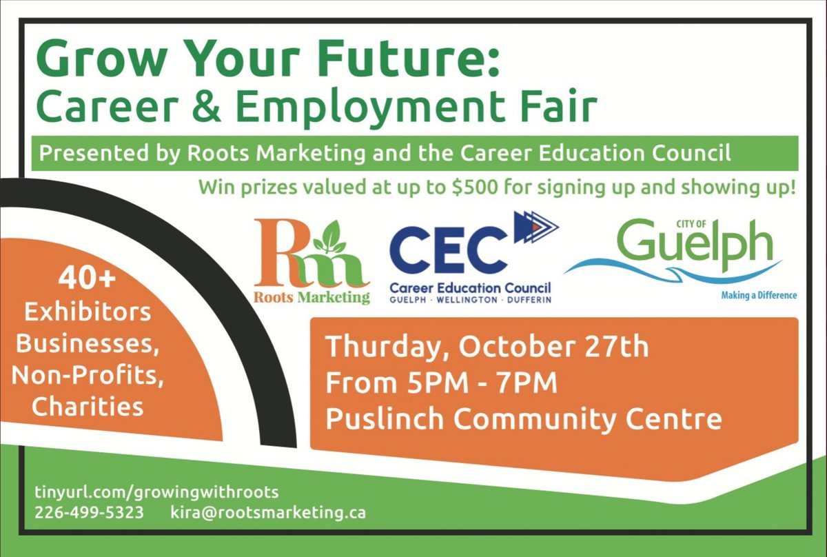 Students in high school, university, or college: come on out tomorrow to meet your local community businesses, explore possible career paths and open positions, plus much more at the Grow Your Future: Career and Employment Fair! We hope to see you there!😀