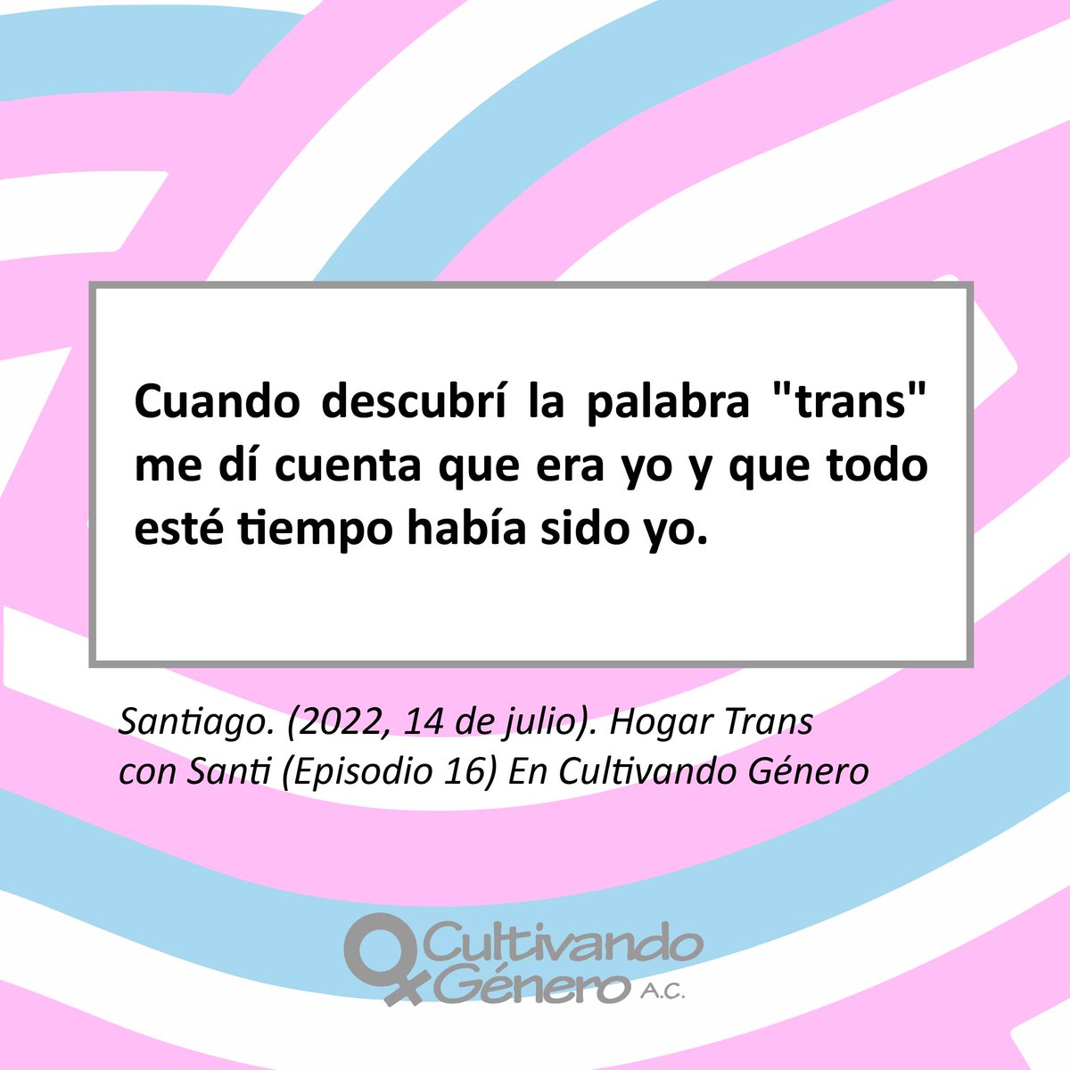 CultivandoAc's tweet photo. Cuando descubrí la palabra "trans" me di cuenta que era yo y que todo esté tiempo había sido yo.
🏳️‍⚧️💜🏳️‍⚧️
#InfanciasTrans 
#EstamosJunTrans 
#CultivandoGénero https://t.co/MvVlQu1HkZ