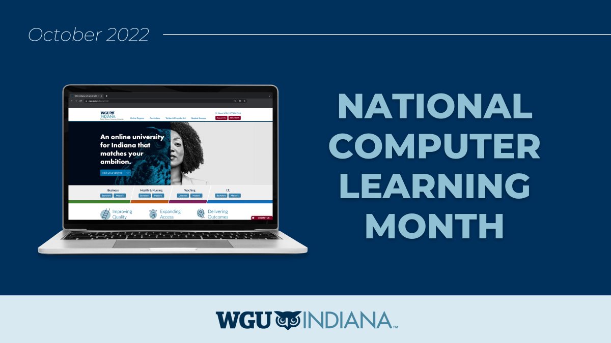 WGUIndiana's tweet image. October is #NationalComputerLearningMonth! This month we recognize how technology has changed how we approach #eLearning and online classes. 💻