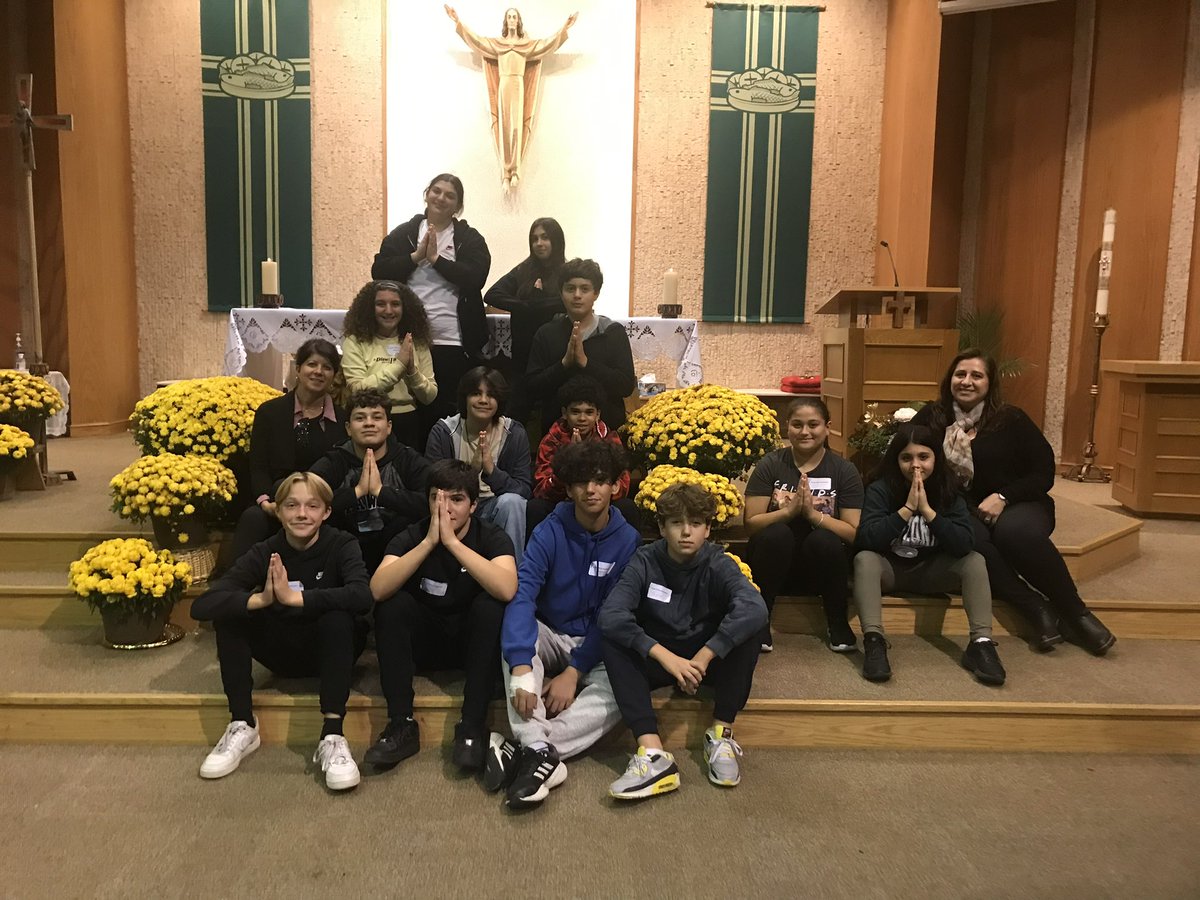 SJB grade 8 students attending the YFA commissioning at Holy Family Church today.