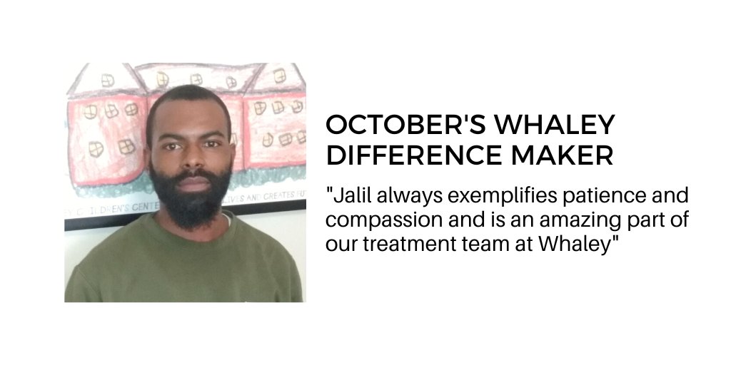 WhaleyChildren's tweet photo. Meet our second Whaley Difference Maker of the Month, Jalil. He's a true team player and is always willing to go the extra mile to assist the team. He builds strong relationships with the kids. He always exemplifies patience &amp; compassion &amp; is an amazing part of our treatment team https://t.co/zGiiyUrdcx