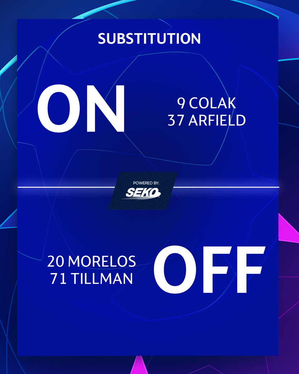 68' SUB: A double change for Rangers. ➡️ ON: Colak & Arfield ⬅️ OFF: Morelos & Tillman Napoli 2-0 Rangers | #UCL