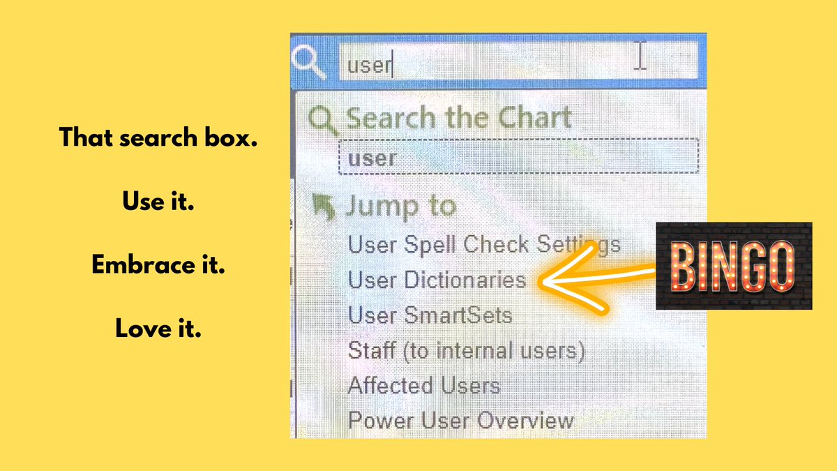 CanesDavid's tweet photo. Want another quick way to get to the user dictionary? 

The ever-lovin' search box makes another grand entrance into #EpicShortCuts https://t.co/JYnP8feyHq
