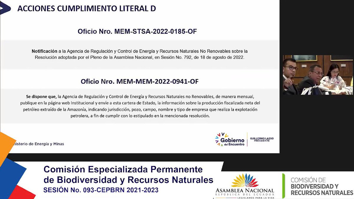 ARCOM_Ecu's tweet photo. El director Ejecutivo de la @ARC_EnergiaEc, #LuisMaingón, compareció ante la Comisión de @BiodiversidadAN de la  @AsambleaEcuador, donde informó sobre la producción fiscalizada neta del petróleo extraído de la Amazonía. https://t.co/fXWUEaYTeZ