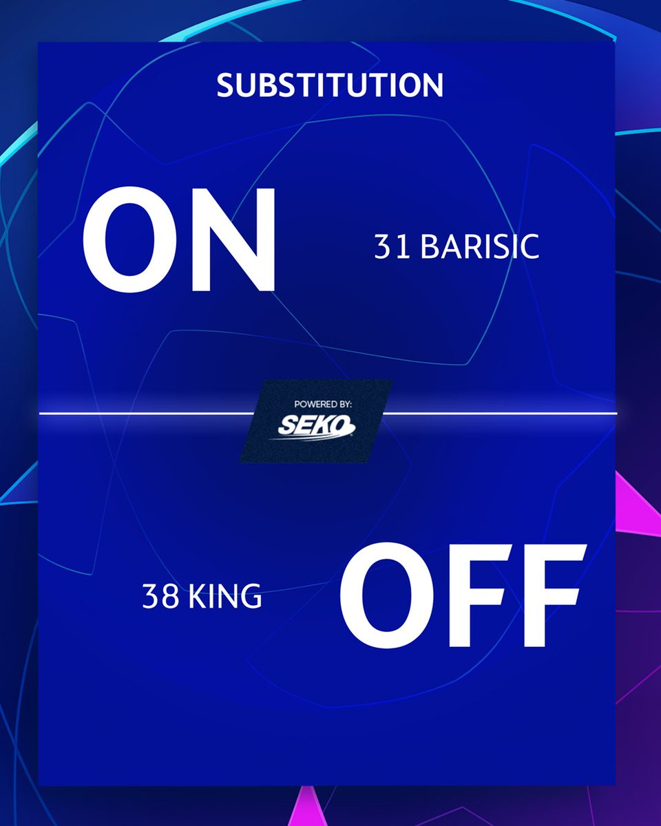 76' SUB: A change for Rangers after Leon King receives treatment. ➡️ ON: Barisic ⬅️ OFF: King Napoli 2-0 Rangers | #UCL