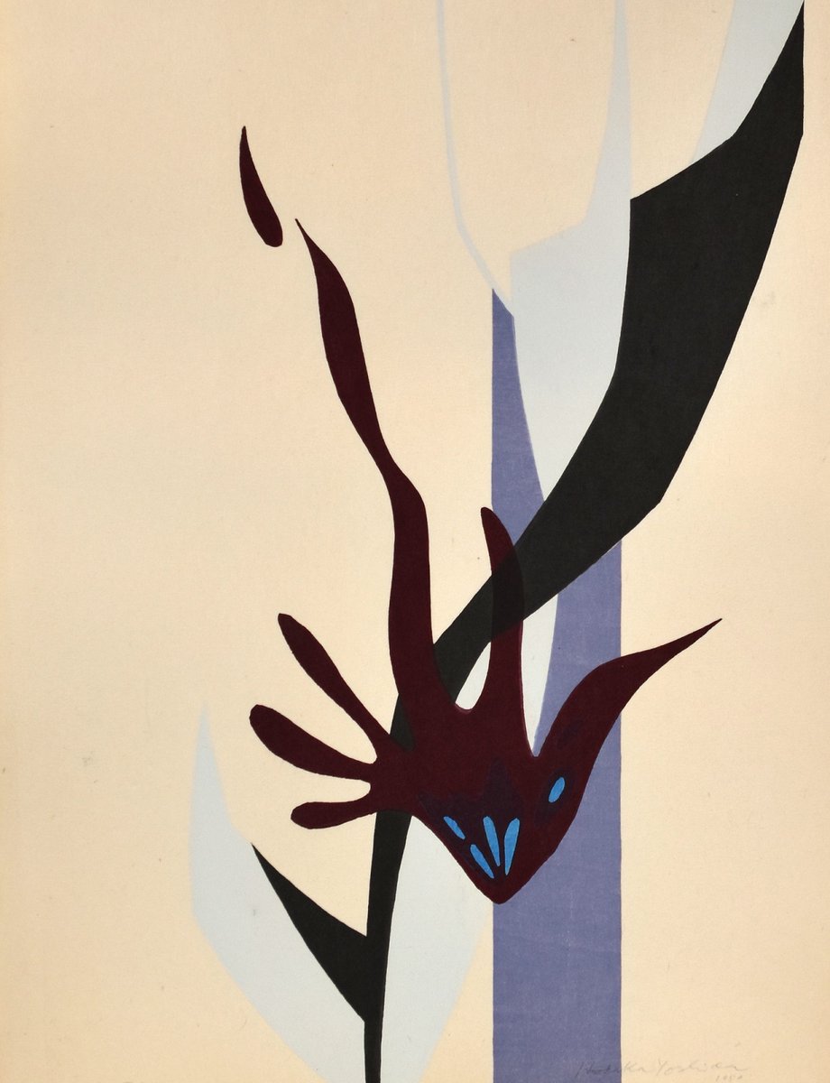 ⁠Hodaka Yoshida (1926-1995)⁠
Black Flower, 1952⁠
⁠
Provenance:⁠
#Yoshida Family Collection⁠
⁠
More info: scholten-japanese-art.com/Yoshida_family…
⁠
#japaneseprint #woodblockprint #sosakuhanga #abstract #abstractflower #japaneseart #scholtenjapaneseart #ifpdaprintfair #collectprints ⁠