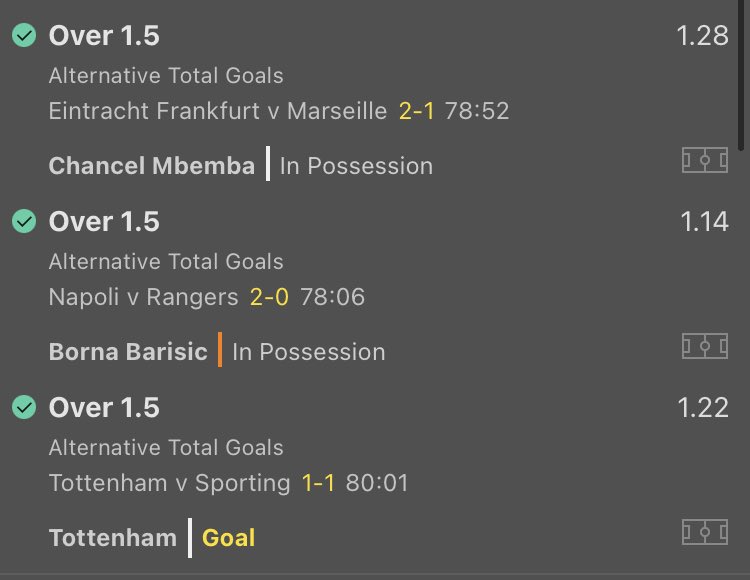JackStatTips's tweet photo. WWWWIIIIINNNNEEERRRRRRR
✅✅✅✅✅✅✅✅✅✅✅
Is it appropriate to bust out champagne for a Over 1.5 goals Acca? 🥂
Nice winner there from the England and the Champions League!
Happy days!! Hit the like if you was on with us and want some more ❤️
#Accawin #FreeTips #YesJack https://t.co/3cOADDPCD6
