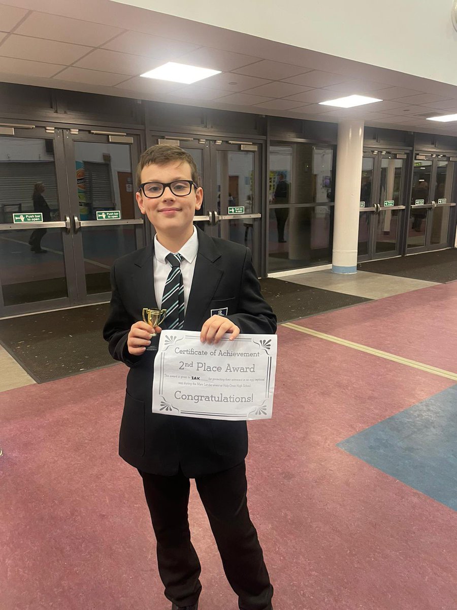 Science_HCross's tweet photo. Well done to the winners of our Eggs-trordinary mars lander competition, and a massive well done to the S6 STEM leaders for an Egg-cellent night. You done @holycrossham proud. https://t.co/BSXewUSg7K