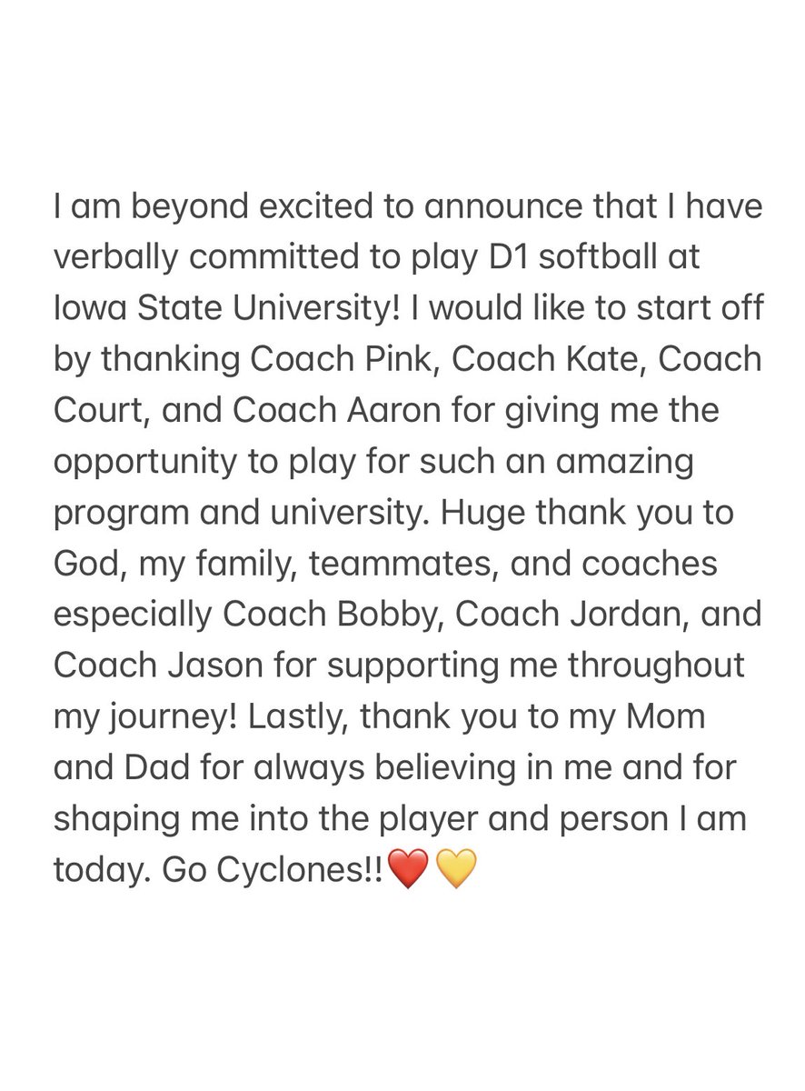 abbyhuhn4's tweet photo. SO excited for the next 4 years!! GO CYCLONES🌪❤️ #commited #cyclONEnation @CycloneSB @CoachPinkerton @Courtmartinez9 @coachapjackson https://t.co/osEjPVTp48