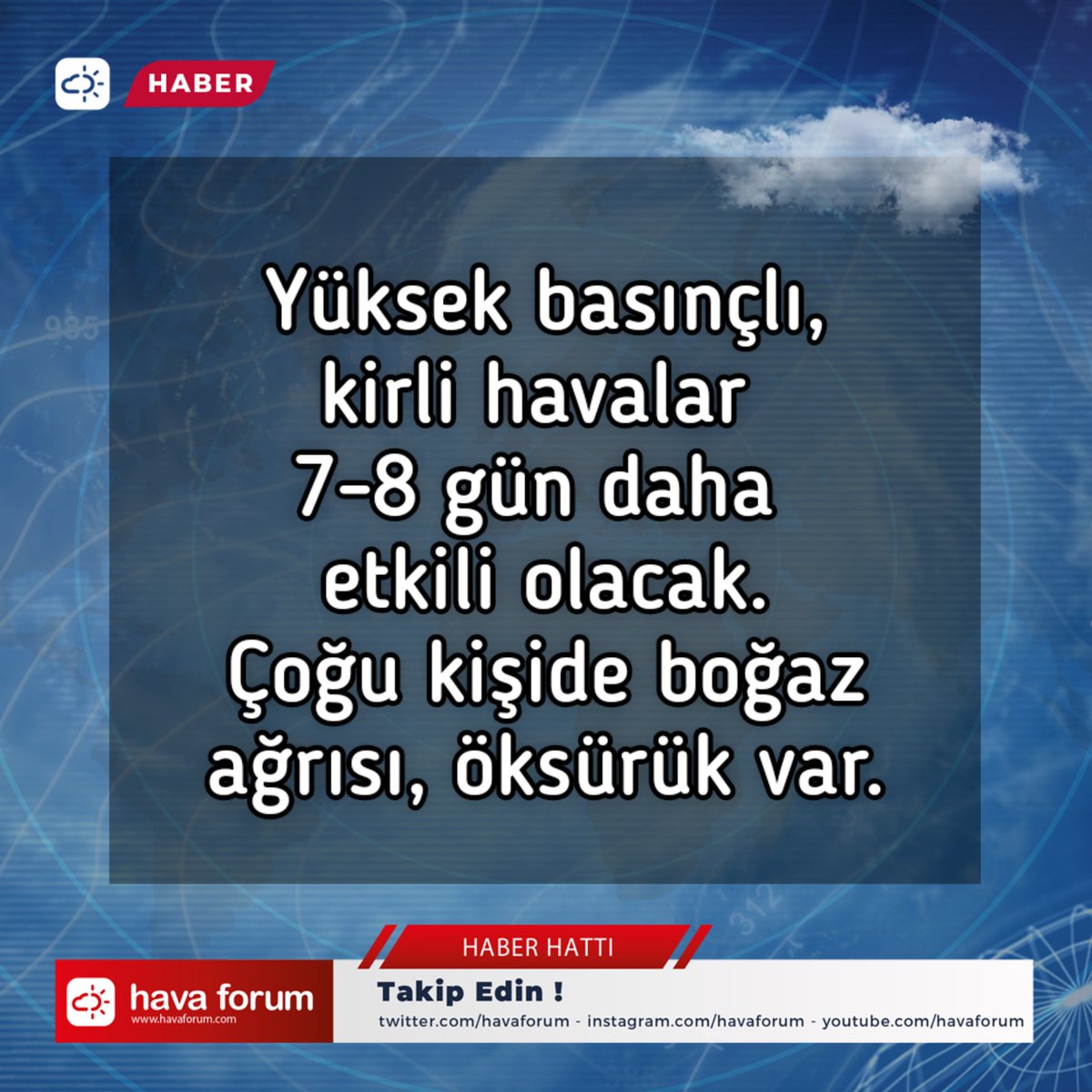 HavaForum's tweet photo. Boğaz acısı veya öksürük sizde de var mı? 🤔 Yüksek basınç sebebiyle hava epey kirli... https://t.co/iRzS2QPyG3