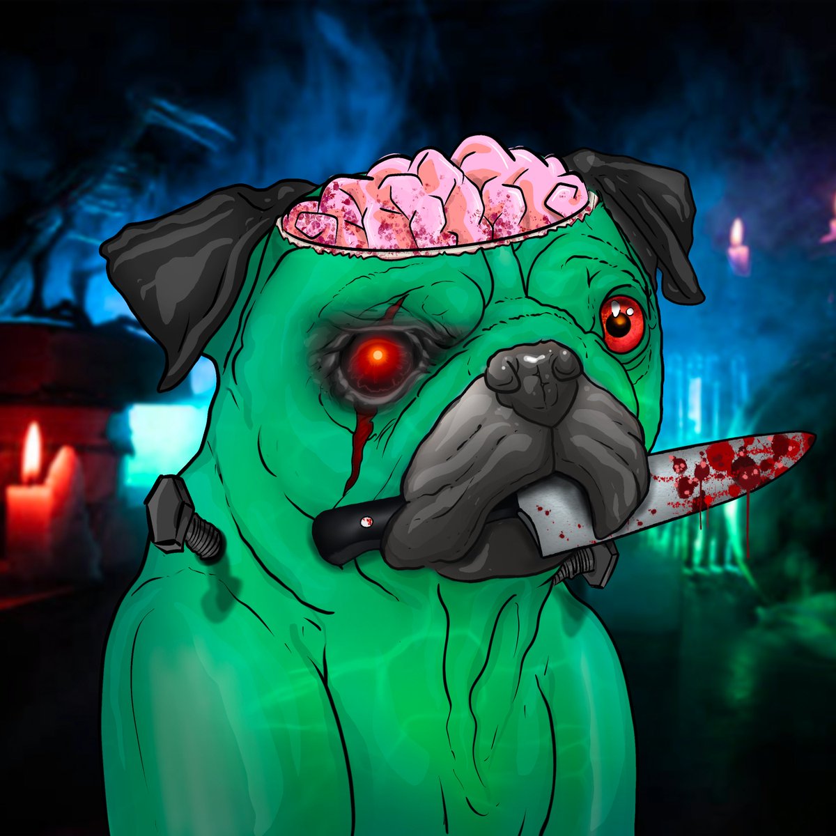Announcement dropping tomorrow! 🎃
#ZombiePugs #PugChips #Mint #GamingMetadata
#Halloween #Wen 

🪦Win this Zombie Pug
👻Like, comment, retweet, comment everyone! 
🎃Winner Announced in 24 Hours