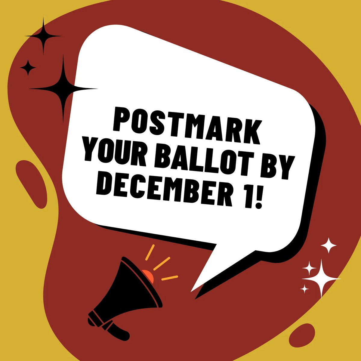 MDDefenderUnion's tweet photo. 📢 📢 📢 WE HAVE AN ELECTION DATE!  📢 📢 📢  
➡️ Ballots will be mailed out 📨 on NOVEMBER 15! 
➡️ When you get yours 📬: VOTE YES 📝 and mail it in! 📨 
➡️ Ballots must be postmarked 📩  by DECEMBER 1! https://t.co/ho28ufDQ6B