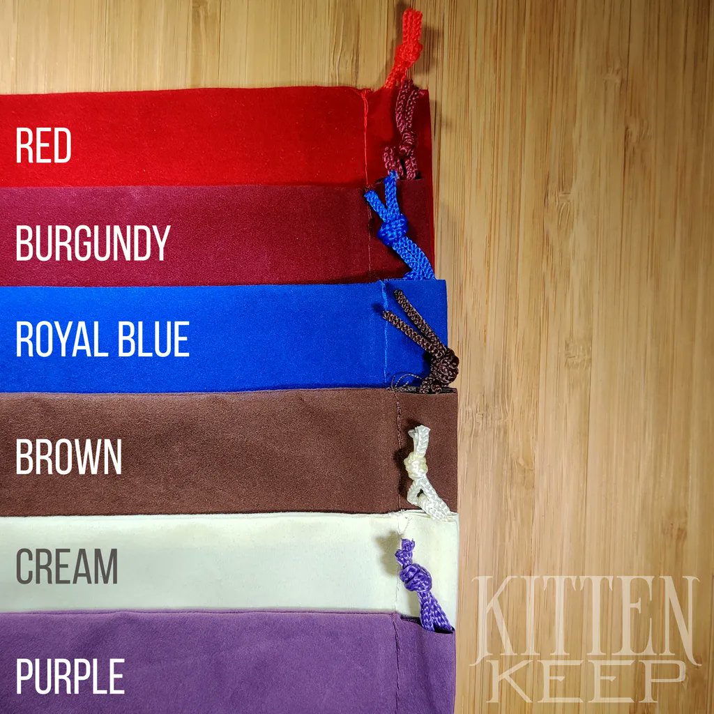 kittenkeepdsgns's tweet photo. Custom dice bag listings on both https://t.co/H2EoXYOTmr and Etsy have been updated with all of these lovely dice bag colors! $15 + FREE shipping. Great gifts for your wedding parties, or your tabletop group and DM. Check out how great red &amp; silver are together! #dicebags https://t.co/23ziKdvWbN