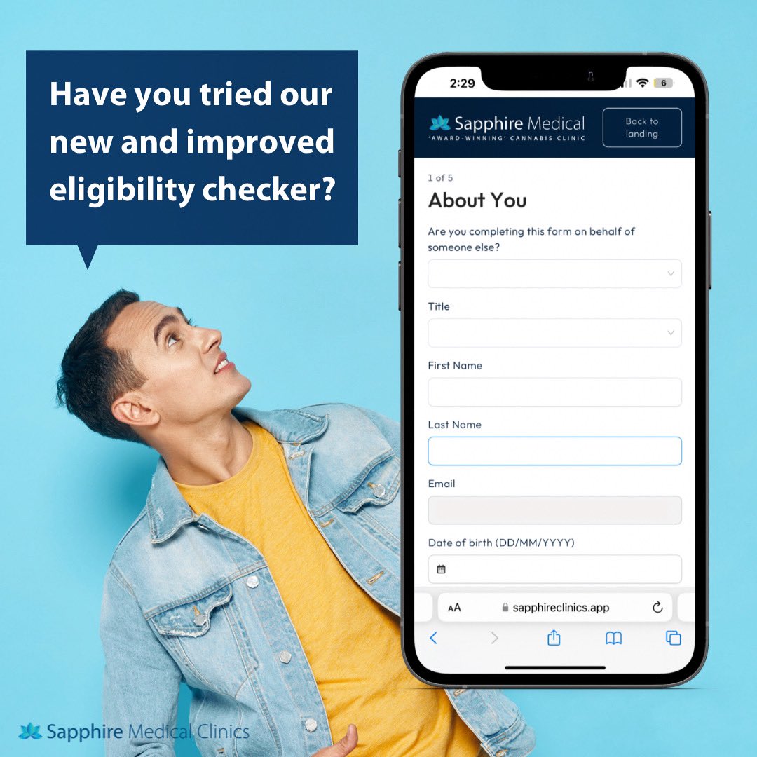 We are committed to improving the way people can access their care.
 
Our new eligibility checker has been designed to make the process of starting your Sapphire journey much more straightforward.

Find out if you meet the criteria for medical cannabis via sapphireclinics.app/assessment/eli…