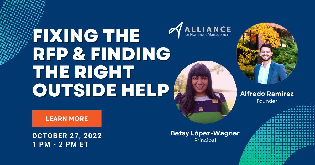 LĂłpez-Wagner Strategies (@equitablecomms) on Twitter photo Miss <a href="/BLopezWagner/">Betsy LĂłpez-Wagner</a> & <a href="/AlfJRamirez/">Alfredo Ramirez</a> at the <a href="/PANONonprofits/">PANO</a> conference today?
Don't sweat it đ
! They will be presenting again tomorrow 10/27 from 1-2pm ET on how to create an equitable and inclusive #RFP process via @AllianceforNPM's Annual Conference. Miss <a href="/BLopezWagner/">Betsy LĂłpez-Wagner</a> & <a href="/AlfJRamirez/">Alfredo Ramirez</a> at the <a href="/PANONonprofits/">PANO</a> conference today?
Don't sweat it đ
! They will be presenting again tomorrow 10/27 from 1-2pm ET on how to create an equitable and inclusive #RFP process via @AllianceforNPM's Annual Conference.