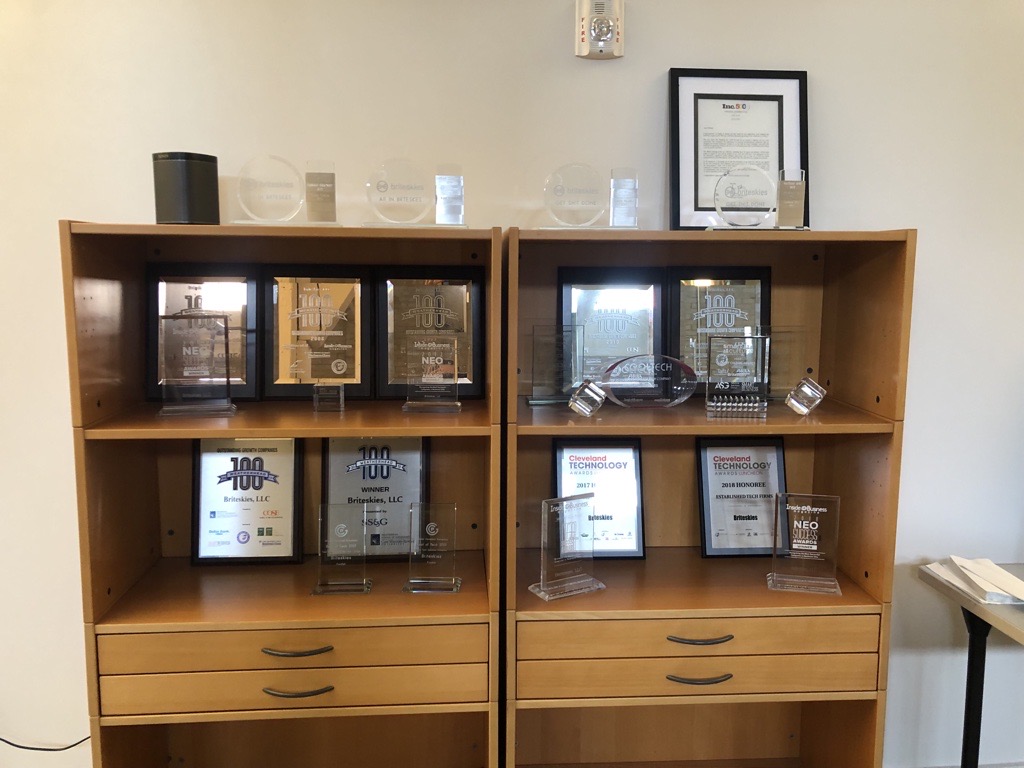 BriteskiesCle's tweet image. It&apos;s getting crowded on our #awards shelf! Thanks to Greater Cleveland Partnership for our latest #bestoftech awards!