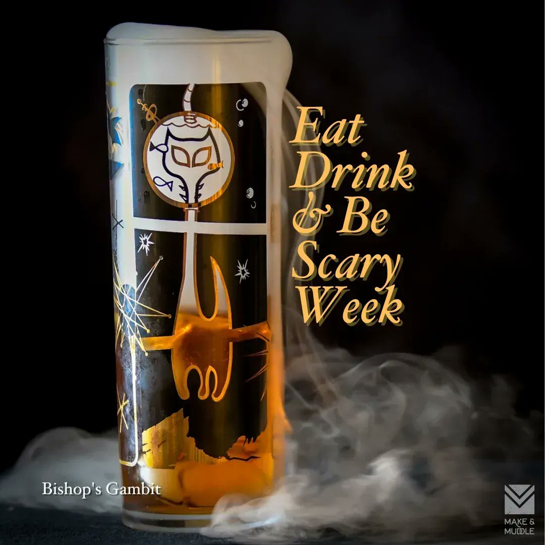 Make_Muddle's tweet photo. The Bishop's Gambit. This is the cocktail that you want when visiting the apple orchard or pumpkin patch. Our 7 Syrup, vanilla vodka and bourbon. Don’t fight it, y'all. You know you want that #pumpkinspice in your life. #cheersyall #halloweencocktails https://t.co/iZtrVTEdFh