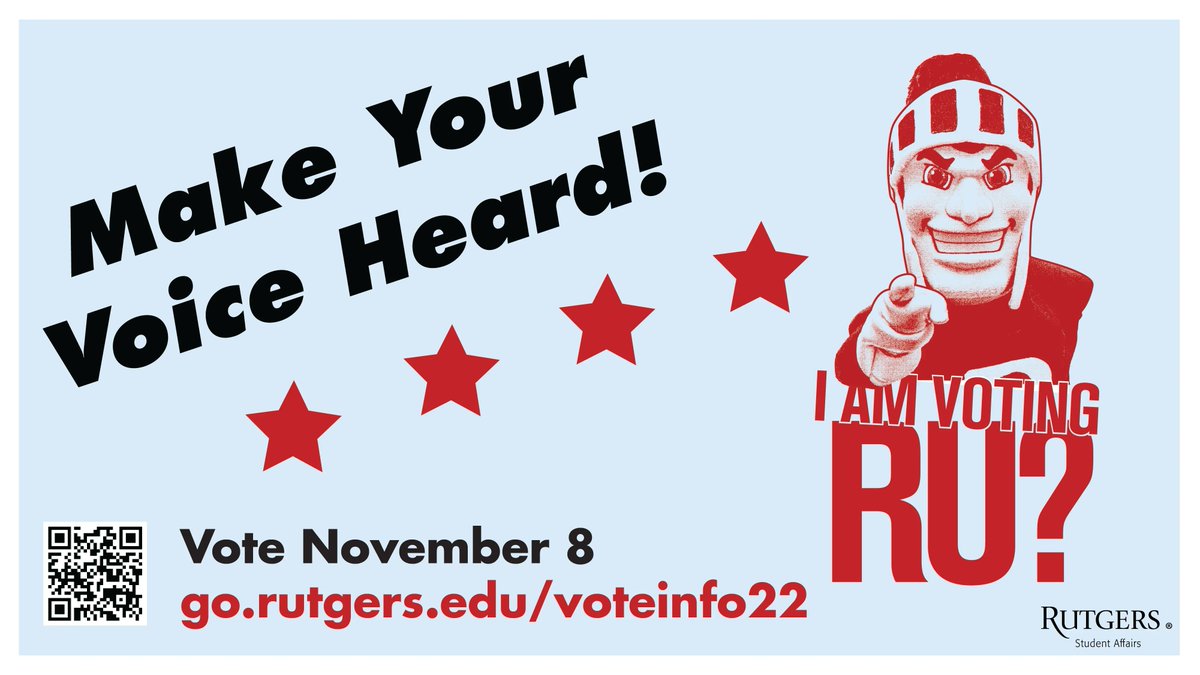 rutgersreslife's tweet photo. Exercise your right to vote! Non-partisan info on candidates, their platforms, elections, deadlines, polling locations π οΈ https://t.co/QTr9N4hpGS
#RUVoting #RUvoting2022 https://t.co/AJxs8CLu5D