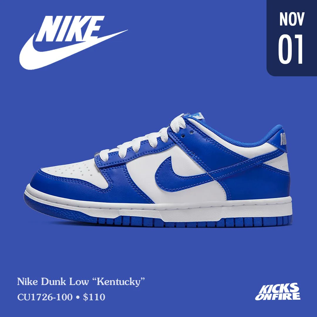 kicksonfire's tweet photo. Nike Dunk Low “Kentucky”  💙 Hype for this restock ? https://t.co/tYHHZzzJQ5