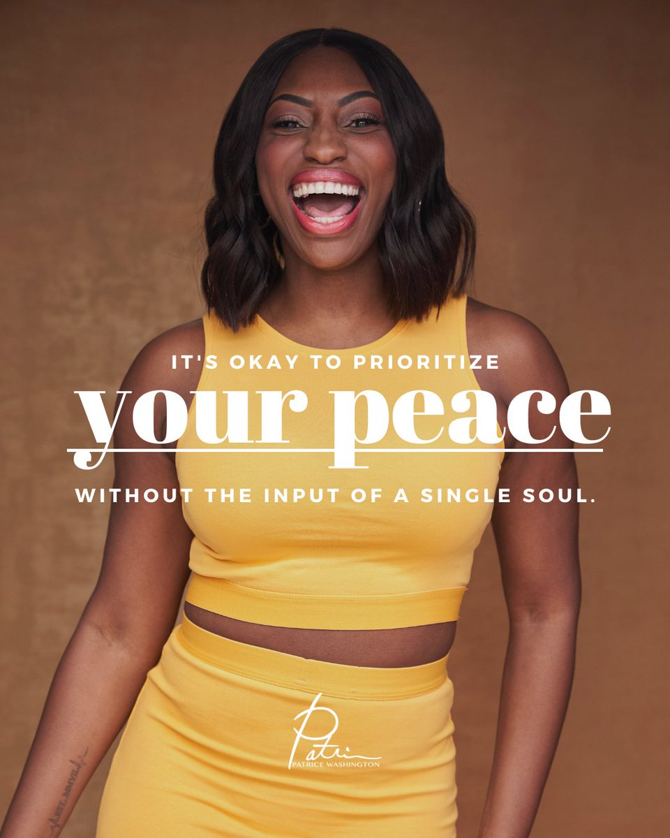 SeekWisdomPCW's tweet photo. YOUR peace is YOUR priority 👏🏾
Don’t let anyone make you feel guilty for putting yourself first and unapologetically practicing self-care.
Share this with someone that needs it 💌
#peacequotes #purposechasers #chasepurposenotmoney #patricewashington #redefiningwealth https://t.co/LHL9OiltF9