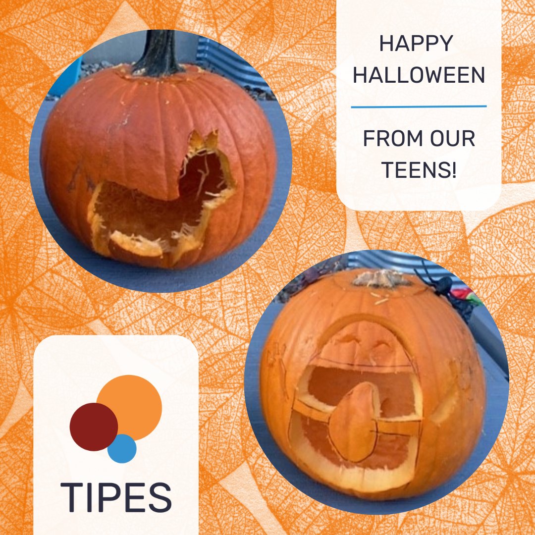 TIPESOTT's tweet photo. Happy Halloween from our teens! Can you guess what inspired their carvings? (One has super soft fur and the other tastes great on toast!)
Our teen groups are a great opportunity for teens to make memories! 
Contact marnie@tipes.ca for more info.
#TIPES #TIPESOttawa https://t.co/LBXtpI91qw