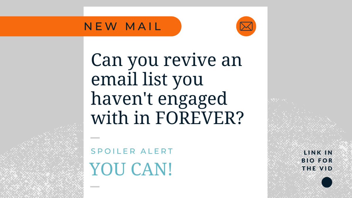 khierstynross's tweet photo. We've all been there... We start email marketing with the best intentions and before we know it, YEARS go by before we send another email! 

So now what? 

I put together a quick video with 3 tips on how to revive a cold email list. 
Watch now: https://t.co/me5E0gnhsY https://t.co/uu1b1hlk23