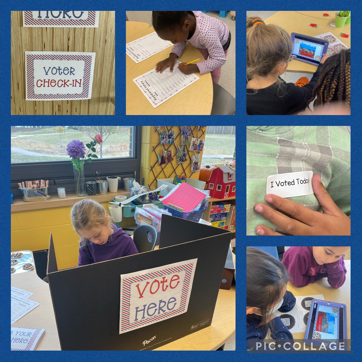 Didyk102's tweet photo. Today was Election Day.  We registered to vote, watched commercials to sway our opinions, and tried two kinds of cookies before voting. @ESCSLibrary staff came and voted too! The results are in….chocolate chip cookies beat Oreos by 1 vote. #SageCreekLRSD https://t.co/cv3O72kRVg
