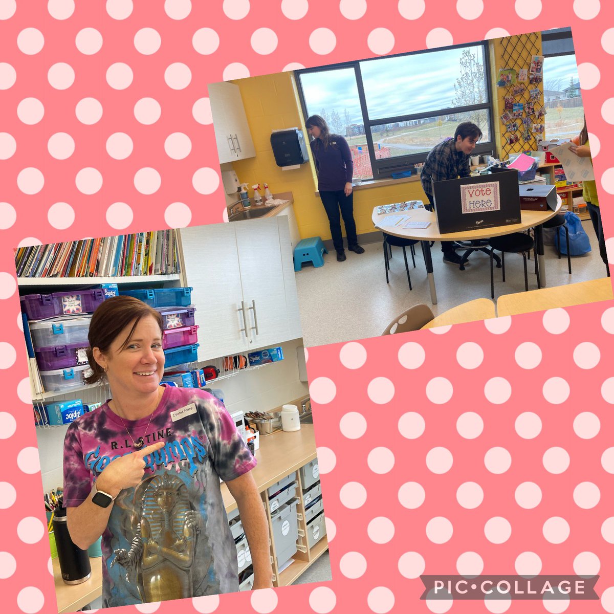 Didyk102's tweet photo. Today was Election Day.  We registered to vote, watched commercials to sway our opinions, and tried two kinds of cookies before voting. @ESCSLibrary staff came and voted too! The results are in….chocolate chip cookies beat Oreos by 1 vote. #SageCreekLRSD https://t.co/cv3O72kRVg