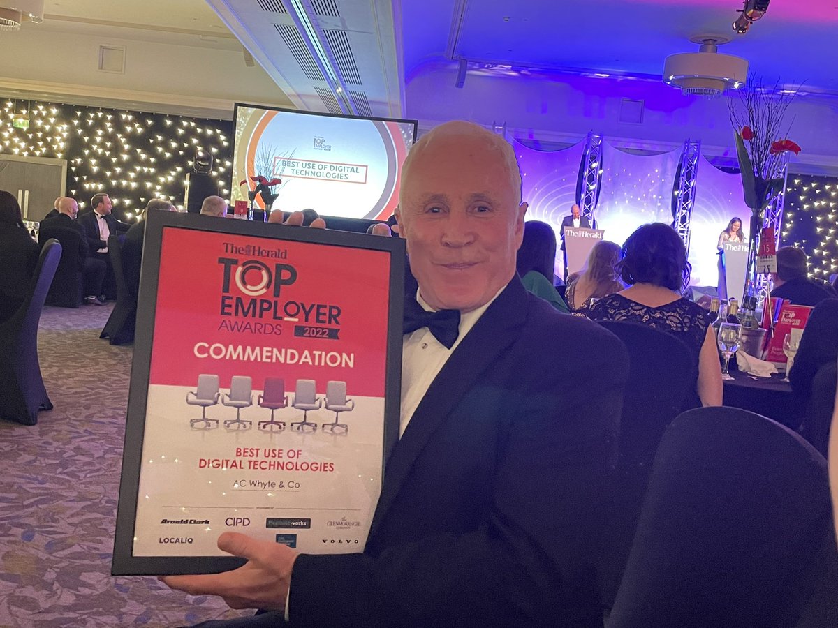 We are thrilled & humbled @WestCollScot to have won the ‘Best Use of Digital Technology’ Awards @heraldscotland Top Employer Awards 2022 @NewsquestEvents! Thank you and well done to our true friends and partners @ACWhyteLtd for commendation! #scottemployer22 #Choosecollege #tommy