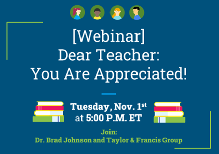 ChrisCeparano's tweet photo. [FREE WEBINAR]: Join me, @DrBradJohnson, and the @RoutledgeEOE team on Nov. 1st at 5 PM ET to celebrate #NationalGratitudeMonth!

Gratitude has the amazing powers to shift us from focusing on the negative to appreciating what's positive. 

Save your seat:
https://t.co/1majgDvlRA https://t.co/FZap0qKPgn
