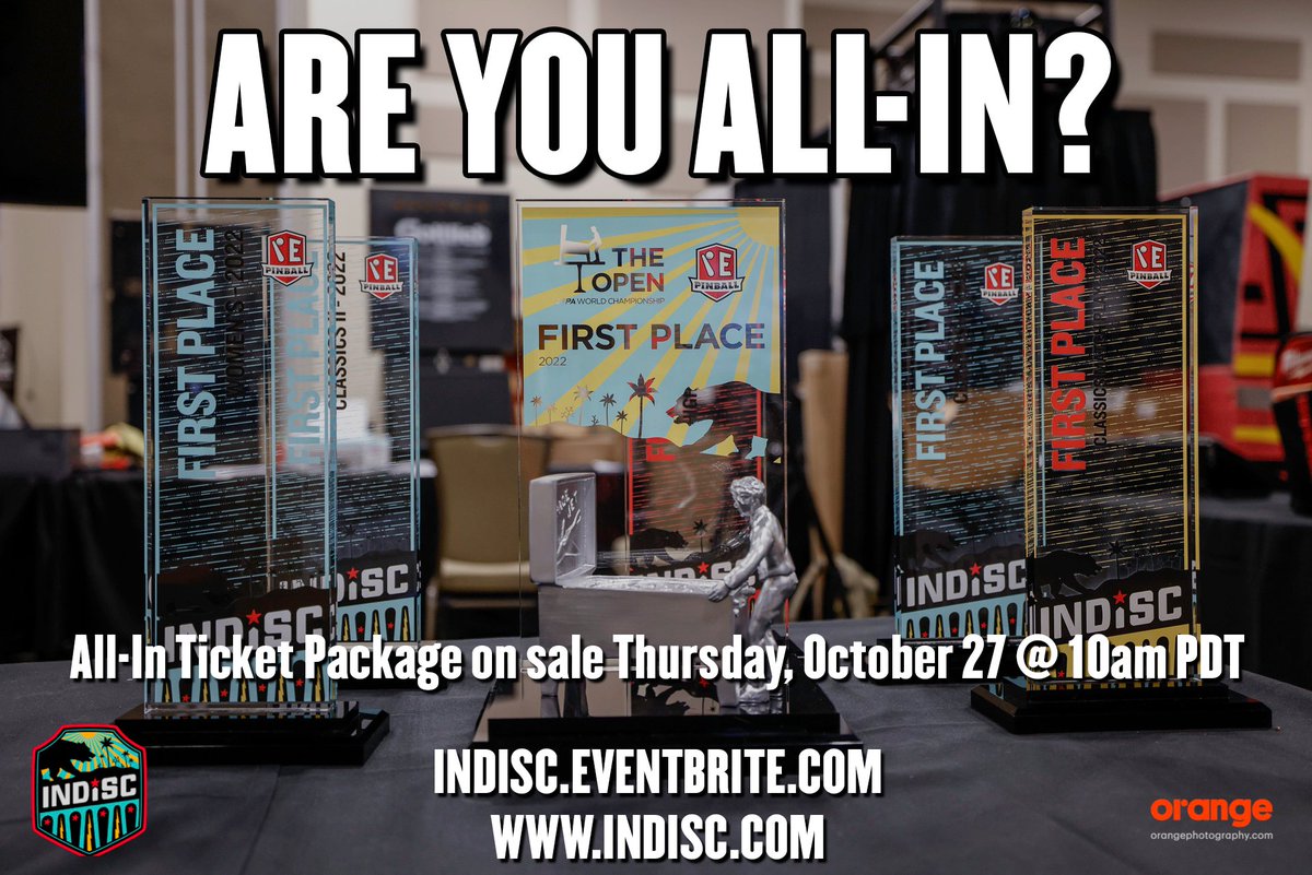 ARE YOU ALL-IN?

The 2023 INDISC All-In Package goes on sale TOMORROW at 10am PDT for $1,000! 

Tickets can be purchased at indisc.eventbrite.com

More information can be found at indisc.com

General ticket sales will open THIS SATURDAY, OCTOBER 29 at 10am PDT!