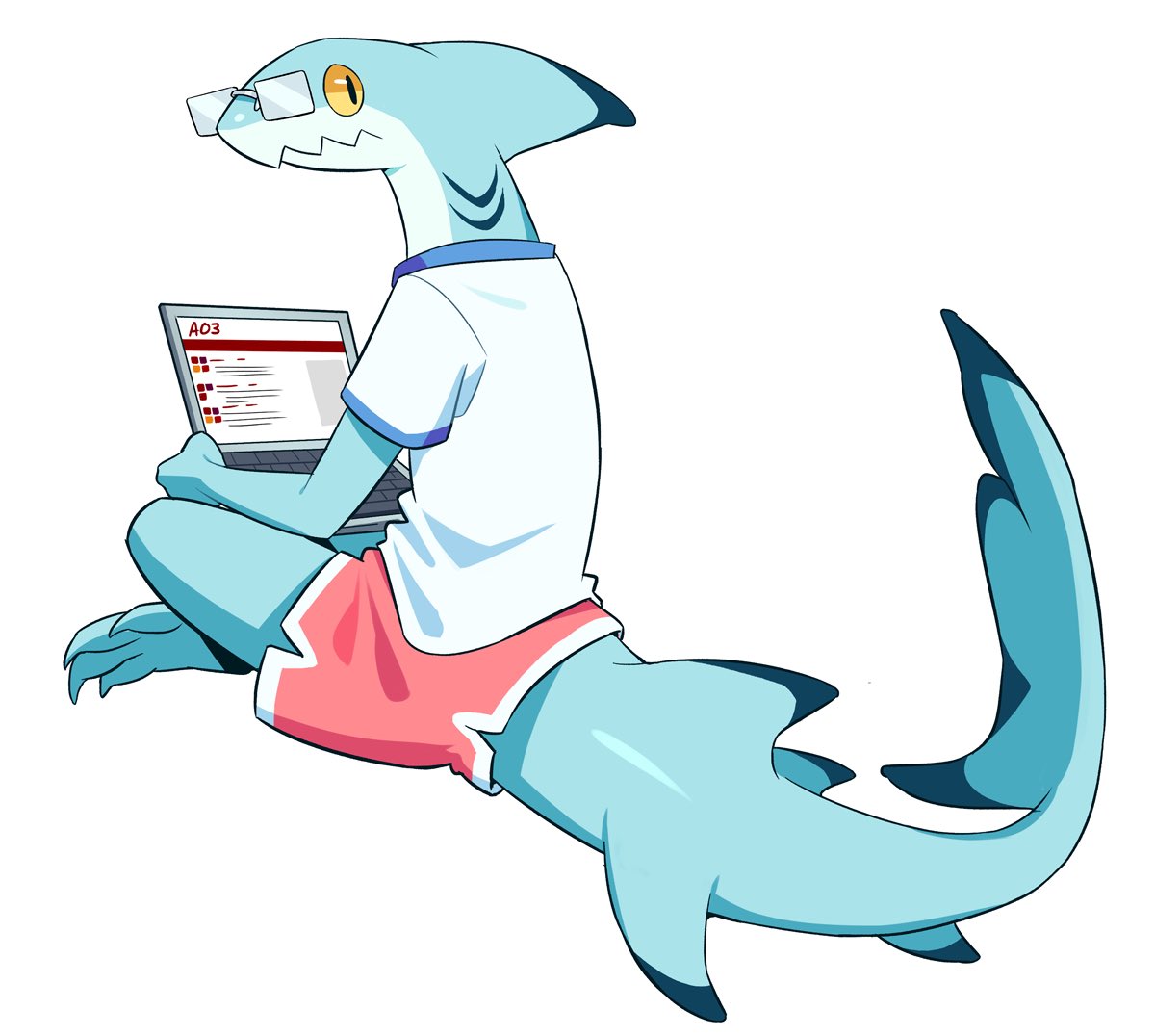 「A shark enjoying literature 」|Nessieのイラスト