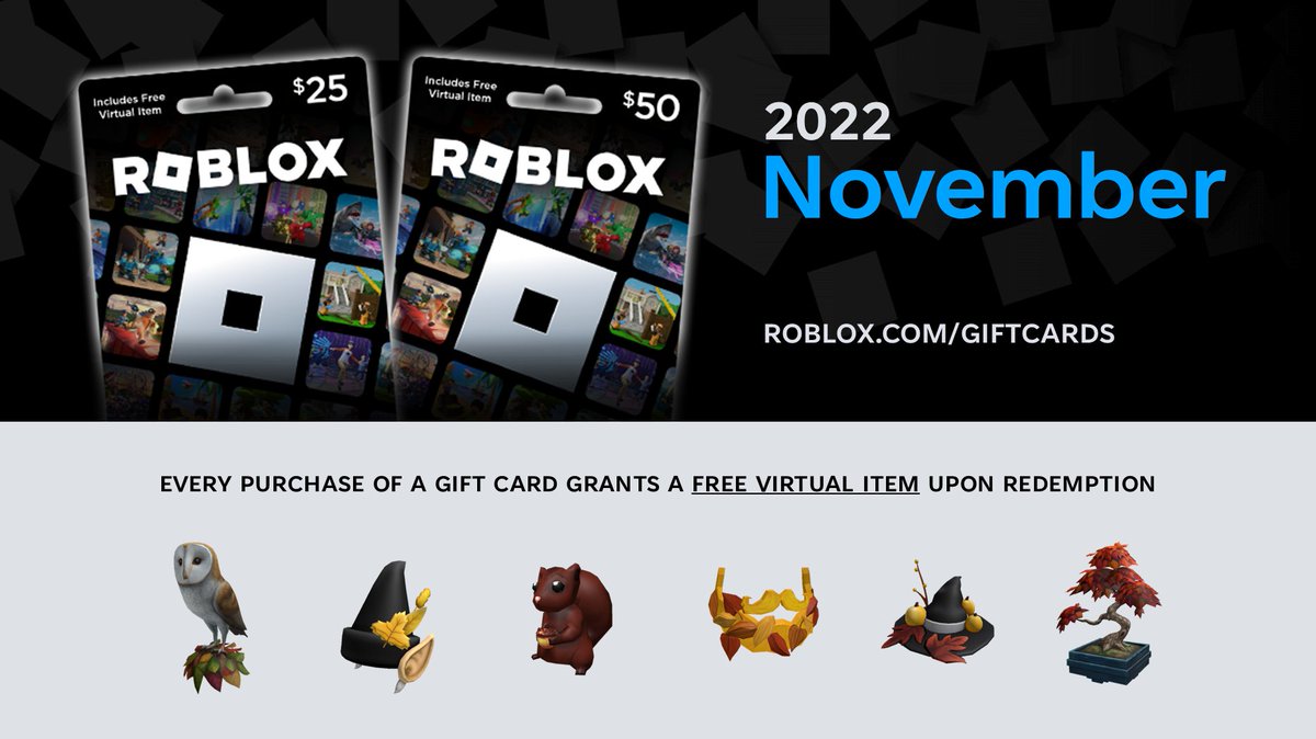 Bloxy News on X: Give the gift of play with a free virtual avatar item  included every purchase of a #Roblox Gift Card. 🌵 Check out the items and  their corresponding stores