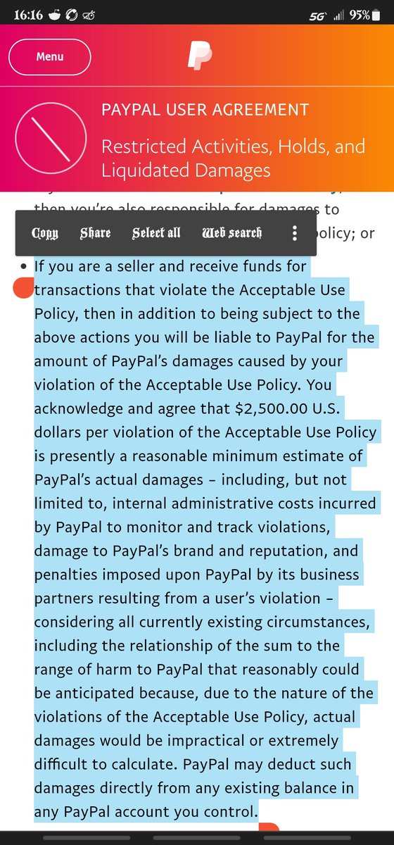 Anyone remember when PayPal tried to sneak in that $2,500 fine for 'misinformation' and they said it was a 'mistake' and wasn't supposed to happen? Well, they snuck it in after all the outrage died down. It's now live on their site in the terms & service paypal.com/us/webapps/mpp…