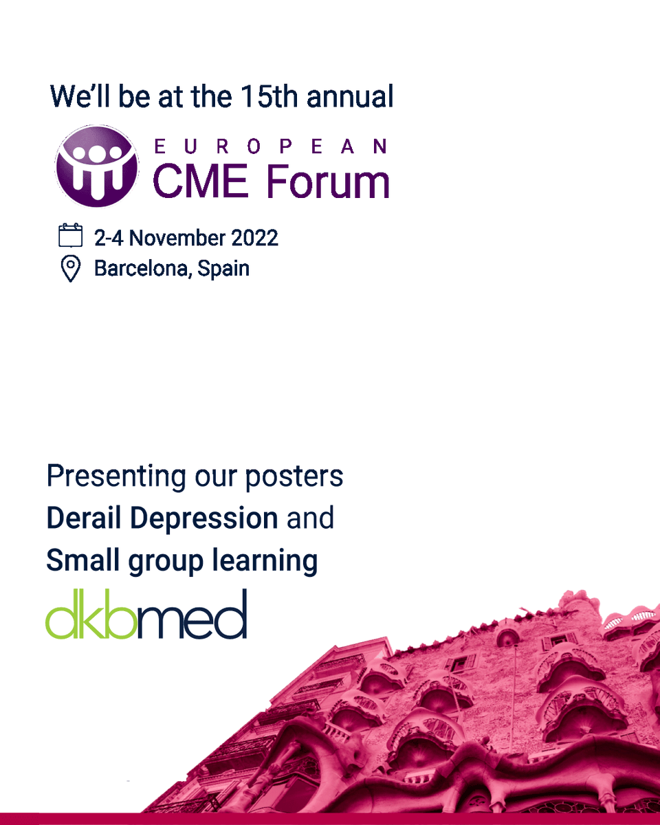 We’ll be at European CME Forum @eCMEf next week from Barcelona, Spain. Stay tunned to learn more about our posters! #HealthCare #CME #FreeCME #MedicalEducation #MedicalNews #HealthNews #CMEcredits #ContinuingEducation #EuropeanCMEForum