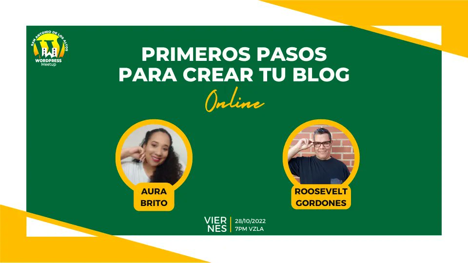 ¡Atención, blogueros!

Este Meetup de #WordPress es para todos aquellos blogueros novatos que recién comienzan con sus blogs.

Cómo iniciar con tu blog.

Una actividad online. Inscríbete aquí: buff.ly/3zipUqf