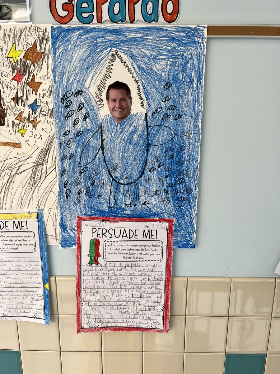 GlennGRobbins's tweet photo. Thank you @mrslaurendoran for this funny surprise today as I walked the halls! Our scholars wrote persuasive essays on what she and I should dress up as on Halloween 🎃. #Creative #MakesMy♥️Full. #BrigStrong #writingprompts https://t.co/rdHfx9rHnk