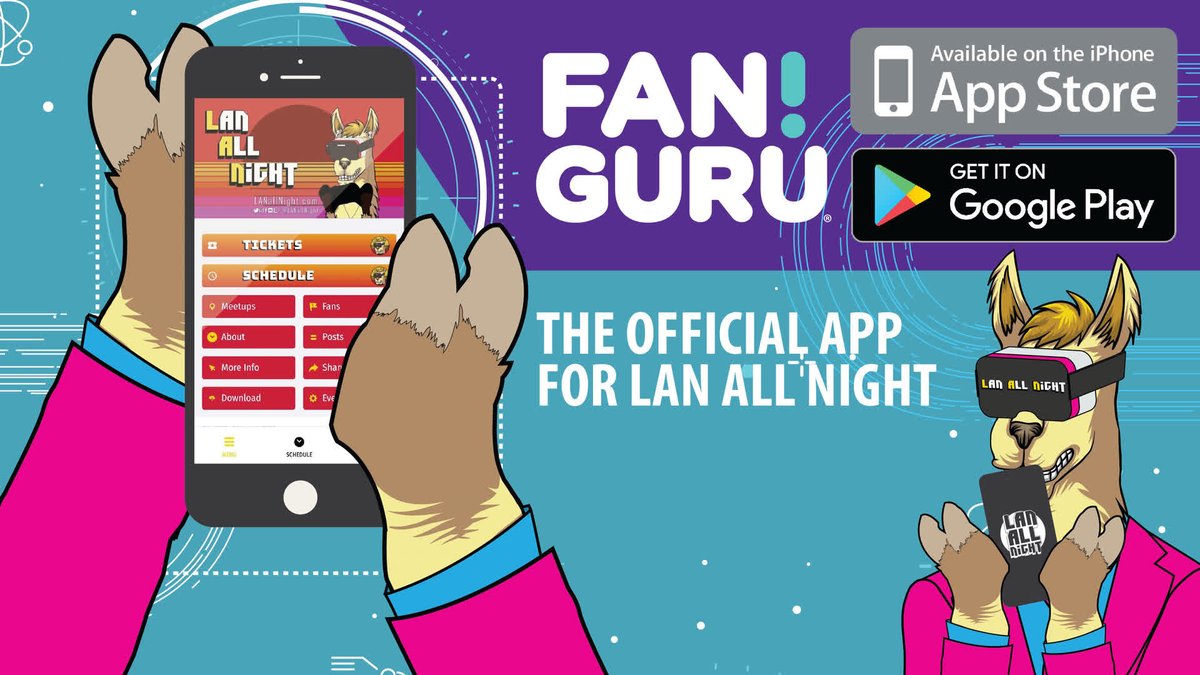 LANallNight's tweet photo. FAN GURU! is the official app of LAN All Night Gaming Festival October 28-30! Scroll through the schedule and bookmark the events you are interested in. Get it from your App Store NOW! https://t.co/CWljBVO9sX #LANallNIGHT #FanGuru #LANFEST #QuakeCon #dreamhack #pax #intel @intel https://t.co/F3G4YddLqY