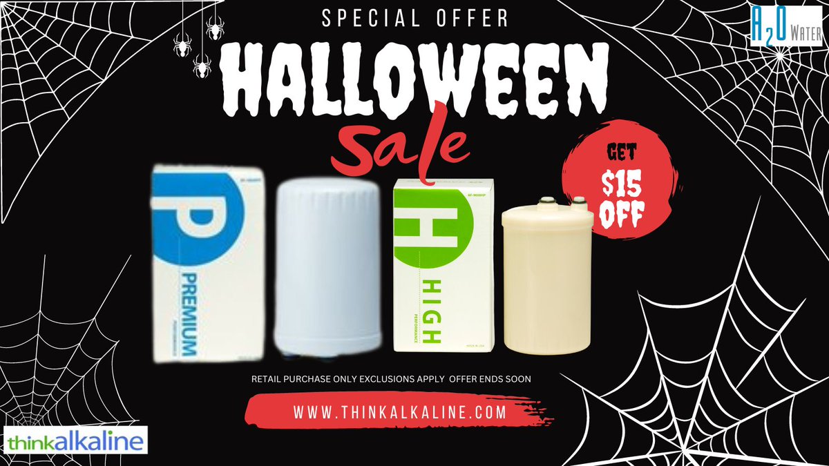A2OWater's tweet photo. Shop our Filter Halloween Sale Now 💦
https://t.co/hun3fR65uS 
#alkaline #waterfilter #ionizer #a2owater #thinkalkaline https://t.co/EckmDxdJ2X