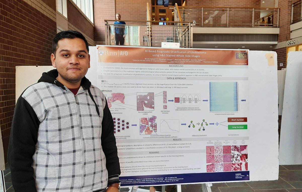 Shubham Innani (@innani8) on Twitter photo Presented our work "AI based Prognostic Stratification of Glioblastoma using H&E Stained Whole Slide Image" at <a href="/PennPathLabMed/">Penn Path & Lab Medicine</a> Research Day, <a href="/Penn/">Penn</a> .
#ResearchDay #Computational #Histopathology <a href="/SpyridonBakas/">Spyridon Bakas</a> <a href="/BahetiBhakti/">Bhakti Baheti</a> <a href="/CBICAannounce/">CBICA Announcements</a> <a href="/PennAI2D/">AI2D</a> Presented our work "AI based Prognostic Stratification of Glioblastoma using H&E Stained Whole Slide Image" at <a href="/PennPathLabMed/">Penn Path & Lab Medicine</a> Research Day, <a href="/Penn/">Penn</a> .
#ResearchDay #Computational #Histopathology <a href="/SpyridonBakas/">Spyridon Bakas</a> <a href="/BahetiBhakti/">Bhakti Baheti</a> <a href="/CBICAannounce/">CBICA Announcements</a> <a href="/PennAI2D/">AI2D</a>