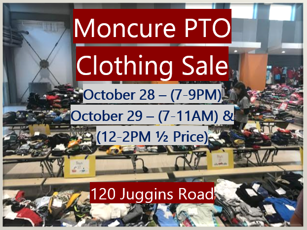 AnneEMoncureES's tweet photo. Moncure’s PTO Clothing (Consignment) Sale is back!  Are you looking for gently used Fall/Winter clothing for your growing children or adults? Mark your calendars and invite your family and friends to join us this weekend (October 28th and 29th). @SCPSchools @AnneEMoncureES https://t.co/nIZQKXgmOI