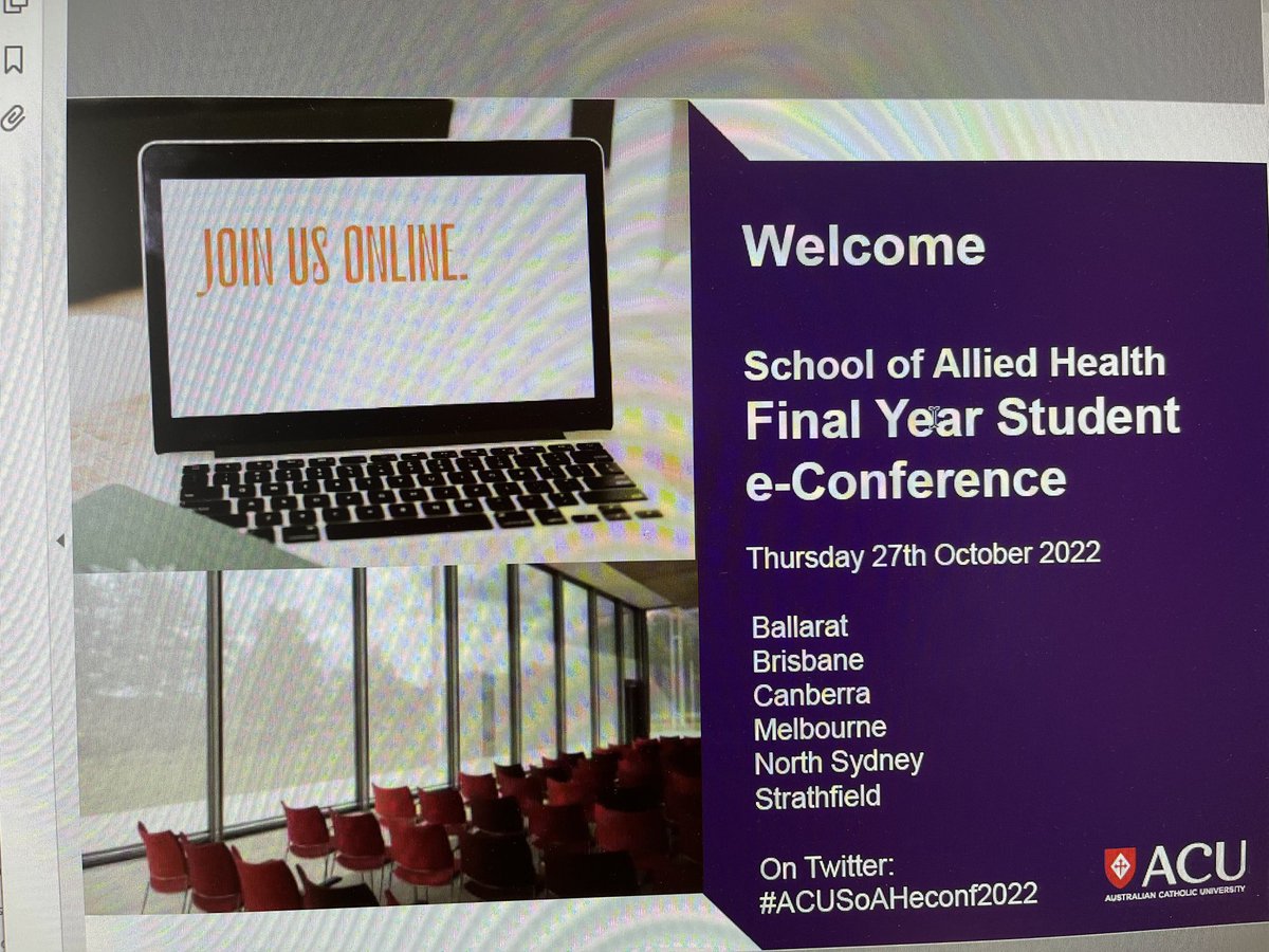 Am excited to be hearing from our ⁦⁦<a href="/acualliedhealth/">ACU School of Allied Health</a>⁩ Honours students today at the #acusoaheconf2022
